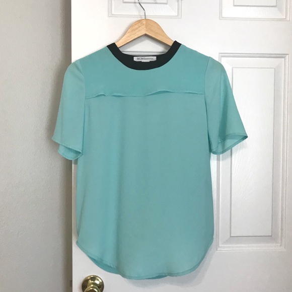 BCBGeneration teal blue yoke overlay blouse - Picture 5 of 8